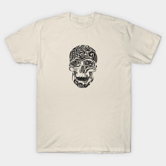 Swirly Skull T-Shirt by CarolinaMatthes